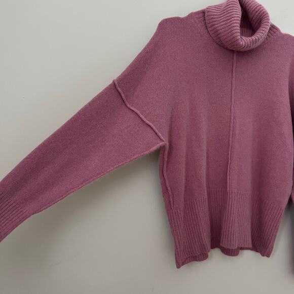 SUZANNE RAE Pink Angora Wool Blend Turtleneck Sweater Size M - Picture 3 of 12